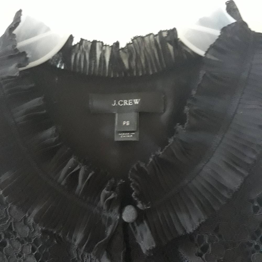 J. Crew | Floral lace ruffle-neck guipure top | Size PS - Picture 4 of 7